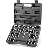 COMOWARE Forstner Bit Set 16 PCS for Woodworking, Precision Carbon Steel Drill bits for Clean Holes, Professional Heat-Treated Boring Tool Kit for Plastic &amp; PVC, 1/4" to 2-1/8" Sizes