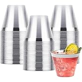 Goodluck 50PCS 9oz Plastic Cups for Party, Disposable Silver Plastic Cups, Cocktail Glasses for Wedding Thanksgiving, Christmas