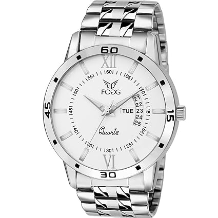 Analog White Day and Date Mens Watch 2047-WH