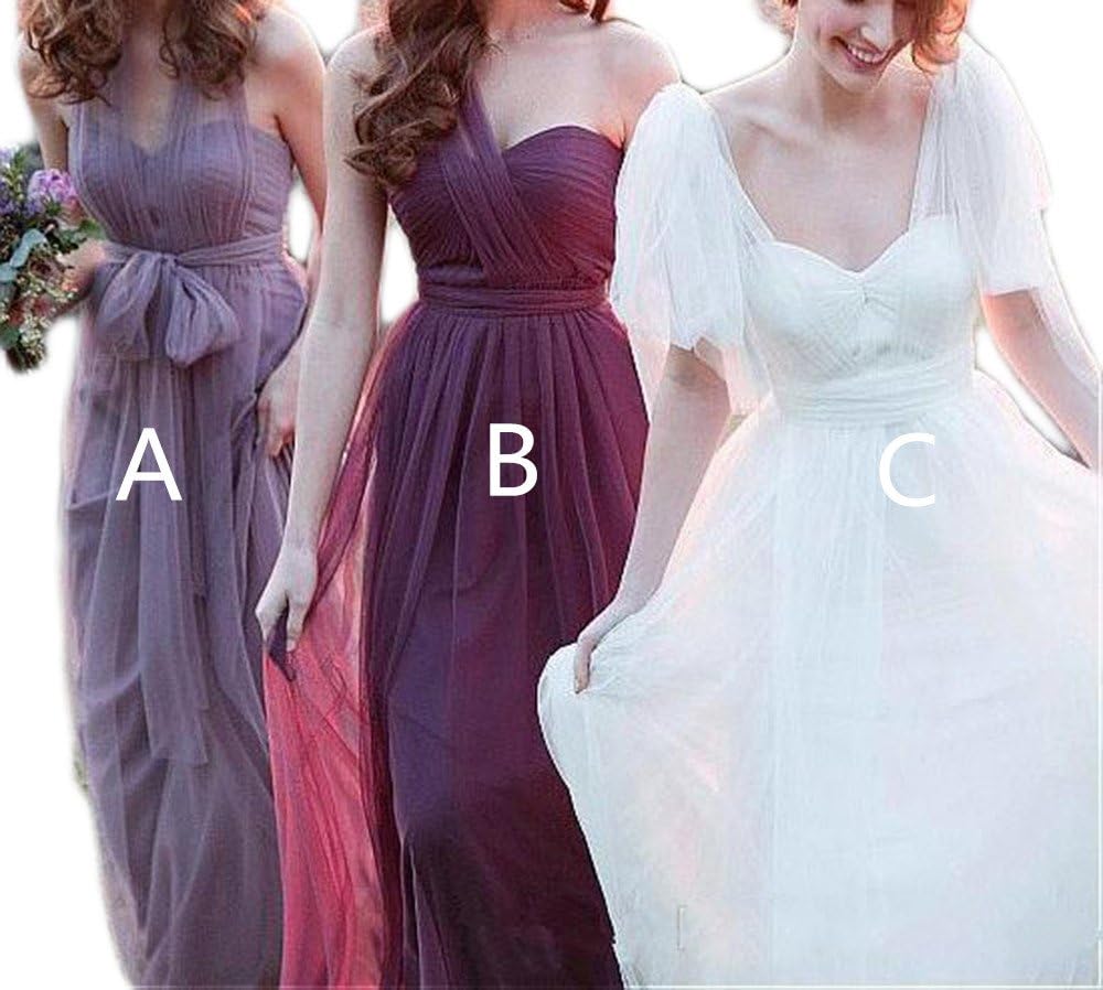 Veilace Women's Long Tulle Convertible Bridesmaid Dress A-line Lace Up Back Wedding Guest Dress