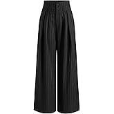 CIDER Womens Pants Striped Pleated Wide Leg Trousers Office Business Casual Mid Waist Button Pants for Women