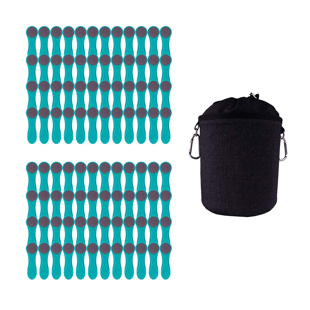 96 Clothes Pegs with Soft Grip and 1 Clothes Peg Bag - 96 x Turquoise & 1 Black Bag — image 1