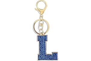 RETUI Purple Green Dark Blue Letter A-Z Keychain for Women Men Purse Handbags Metal Alphabet Initial Letter Car Key Ring