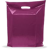 Purple Merchandise Plastic Shopping Bags - 100 Pack 9" x 12" with 1.5 mil Thick - Die Cut Handles - Perfect for Retail, Party Favors, Birthdays, Goodie Bags - Color Purple - Recyclable
