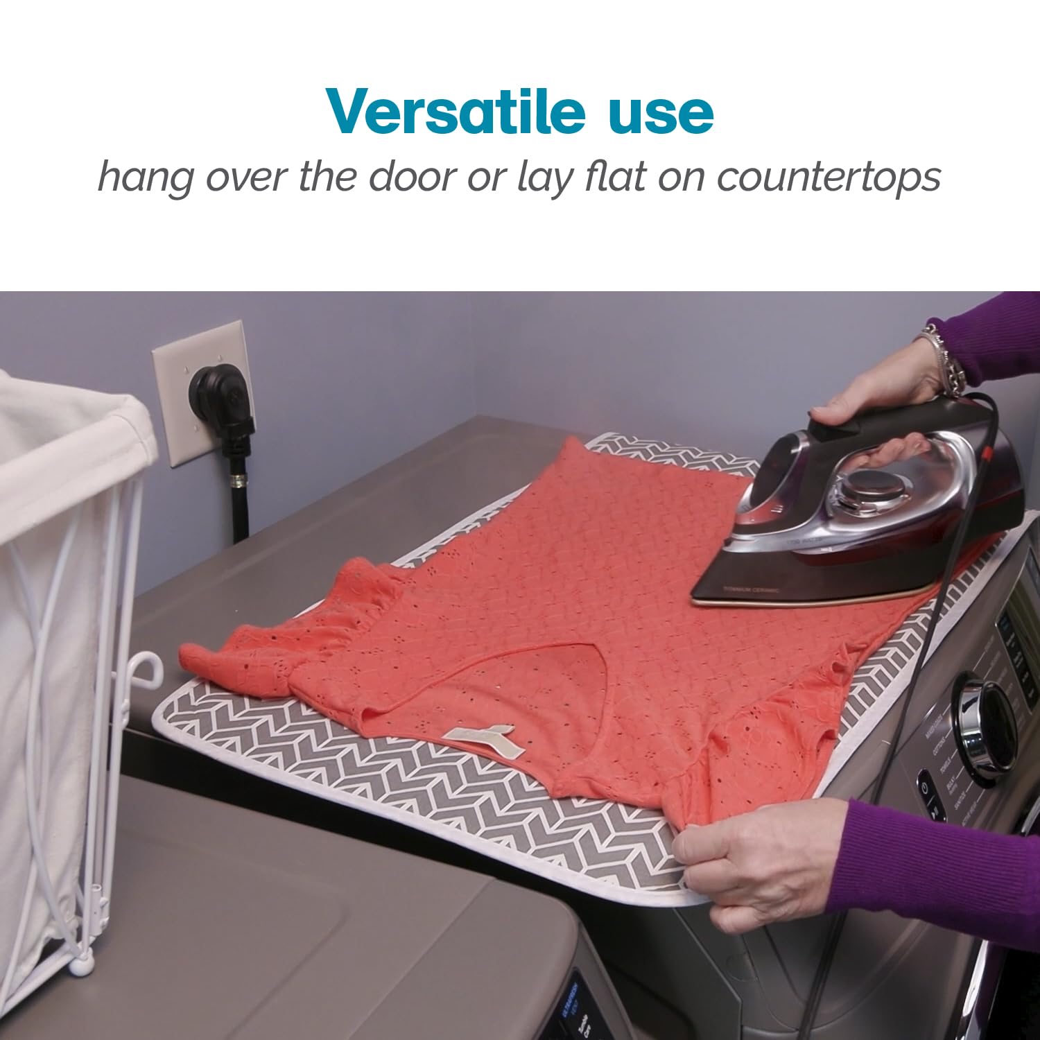 Polder Over-the-Door Steaming Station, Clothes Steamer Station, 100% Cotton Cover with Water Protection Layer, Portable Garment Steamer Pad, Ideal for Home and Travel, 38