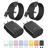 Type C Charger Fast Charging,USB C Charger,25W Samsung Super Fast Charger | for Samsung Galaxy S26/S25/S24/S23/S22/iPhone 17/16/15 Series,Android,with 10FT Extra Long USB C Cable (2-Pack with 2 cable)