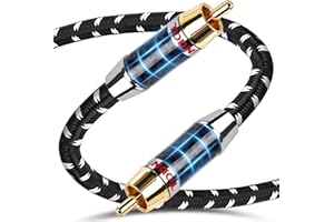 TODN 75-Ohm Coaxial Digital Audio Cable Audiophile 24K Gold-Plated RCA Male Connector SPDIF Coax Cable with OCC-Core, Dual Sh