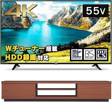 Amazon 55型テレビ テレビ台セット アイリスオーヤマ 4k対応 液晶 テレビ 55インチ 55ub10p テレビ台 ウォールナット テレビ 通販