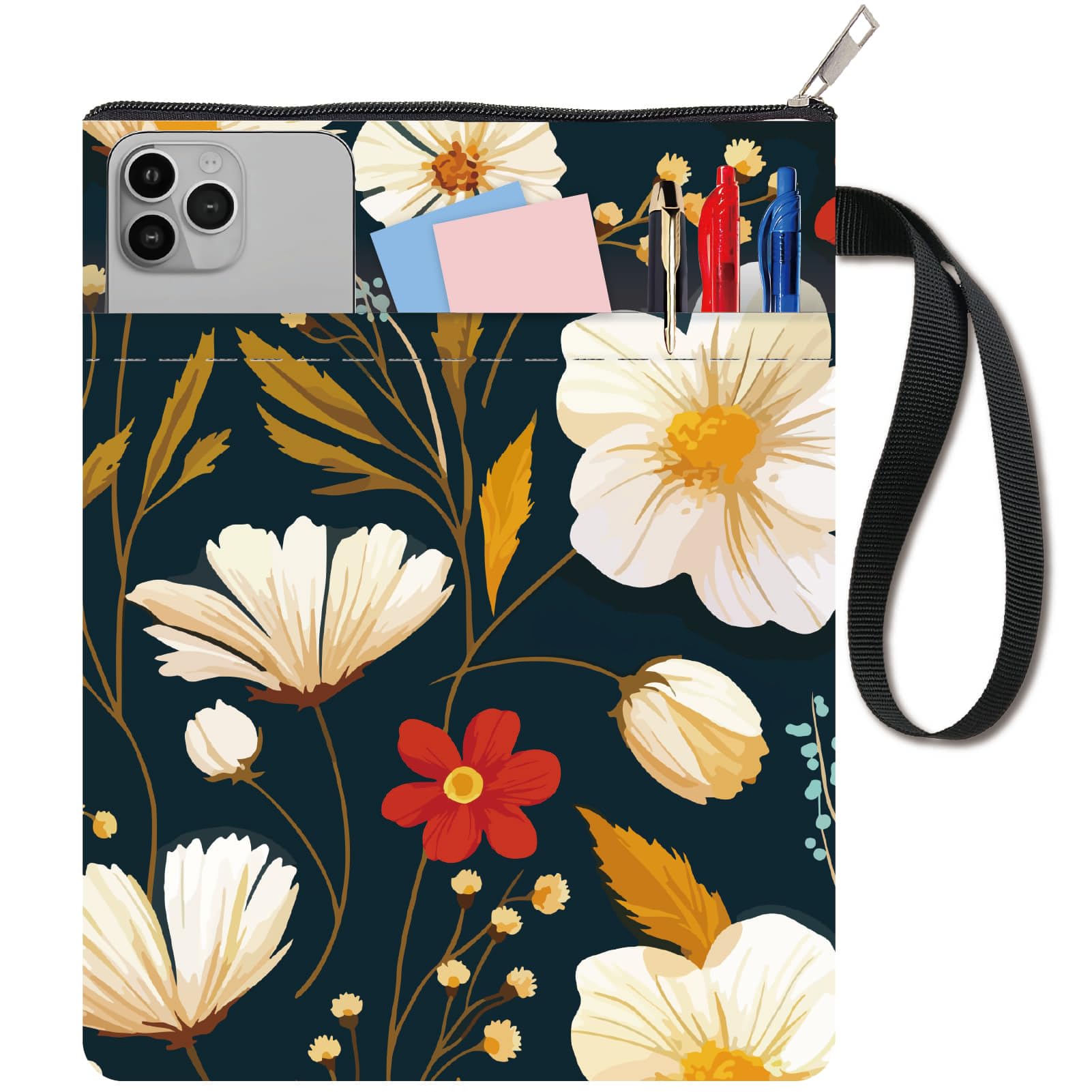 CRASPIRE Book Sleeve Book Cover Classic Flower Botanical Floral Book Accessories Washable Protector 11x8.7 Inch for Hardcover Reading Club Gifts Women Pouch Reader Librarian Bookish Idea Bookmate