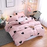 Loussiesd Pink Duvet Cover Single Love Heart Bedding 135x200 Soft Microfiber view 2