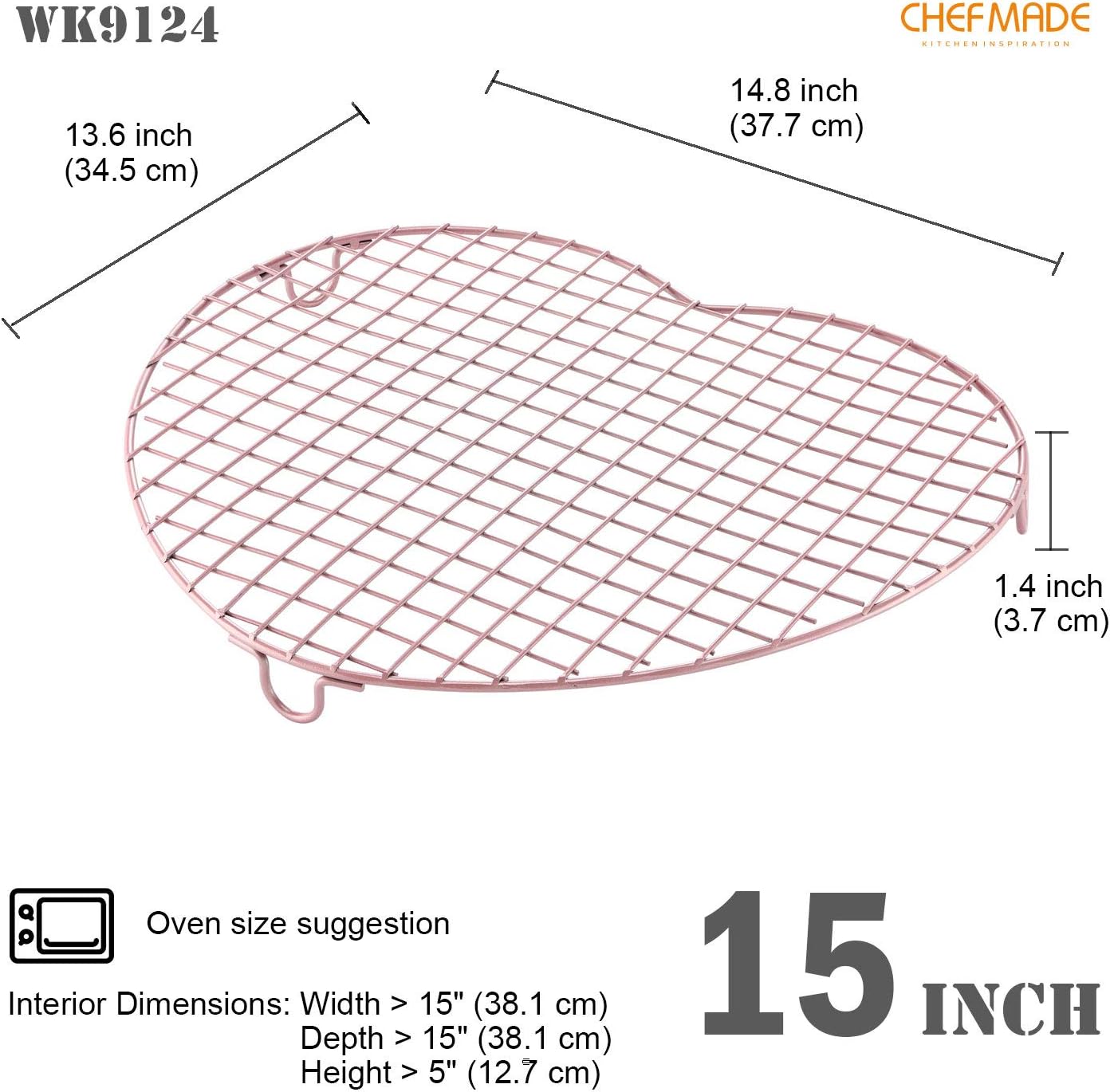 CHEFMADE Baking and Cooling Rack, 15-Inch Non-Stick Bold-Grid Design Heart-Shaped Wire Rack for Oven Baking (Rose Gold): Kitchen & Dining