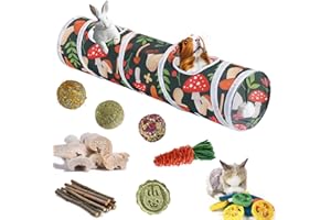 Mechpia Rabbit Toys, Large Bunny Hideout Tunnel and Tube with Chew Toys for Rabbit Guinea Pig Chinchilla Ferret Rat