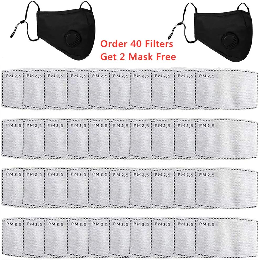PM2.5 Activated Carbon Filter Replaceable, Anti Haze Filter Paper for Mask Anti Pollution Washable Cotton for Adult (40)