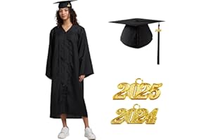 TngHui Unisex Matte Graduation Gown Cap 2024 2025 Year Charm for High School Rich in Color