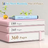 Smarpau 360 Pages A5 Leather Notebook Pink 100gsm with 2 ribbons 180° lay-flat view 4