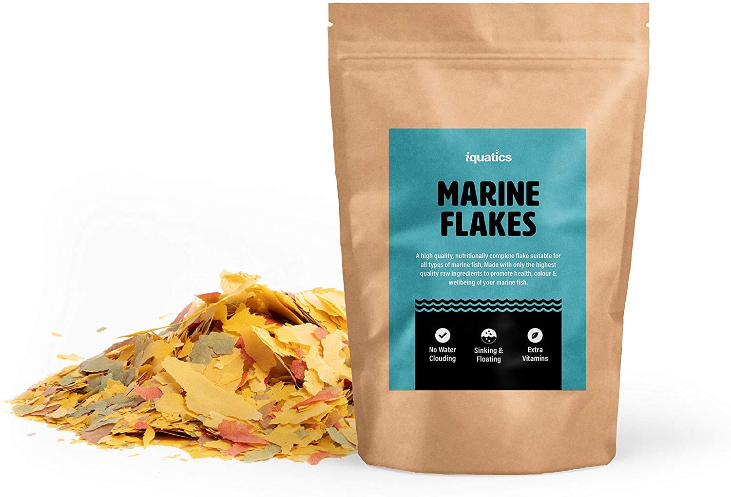iQuatics Marine Nutritional Perfectly Balanced Fish Food Flakes for all Marine Fish - 75G