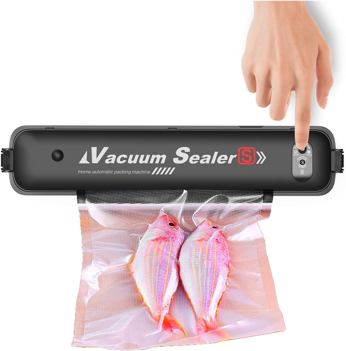 Vacuum Sealer Machine, BYXAS Automatic Vacuum Air Sealing for Food Preservation Storage Saver, Easy to Clean Compact Design with 15 Pcs Vacuum Bags