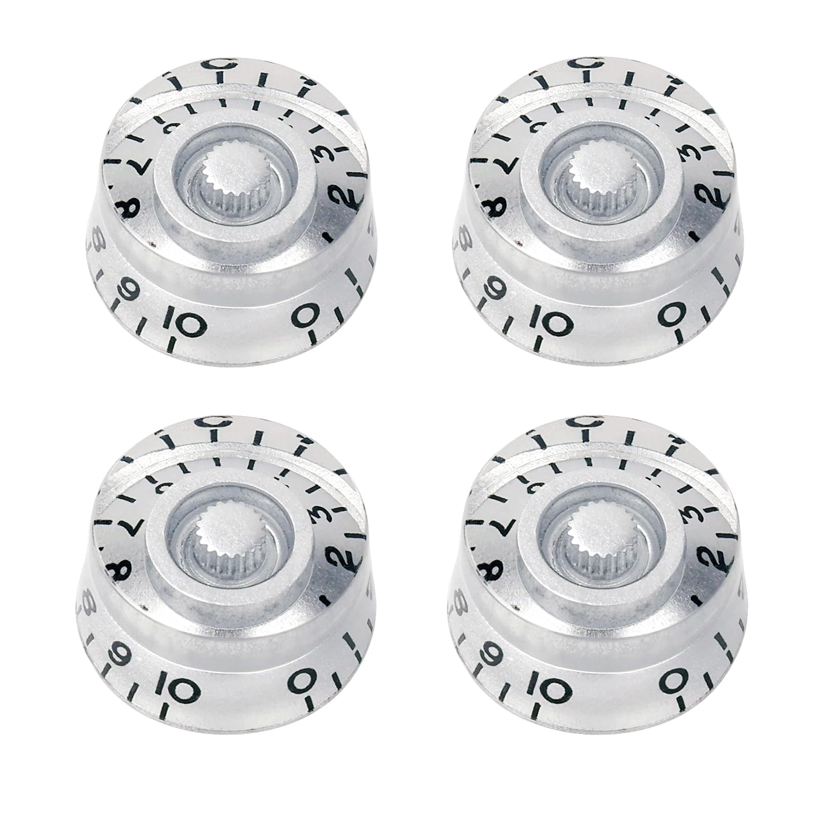 Banworks '60s Style Electric Guitar Control Knobs 2 Tone 2 Volume Speed Knobs Top Hat Metric 6mm (15/64") 18-Spline for Epiphone Les Paul SG Electric Guitars Pack of 4 JT/XN-02 Chrome Black Numbers