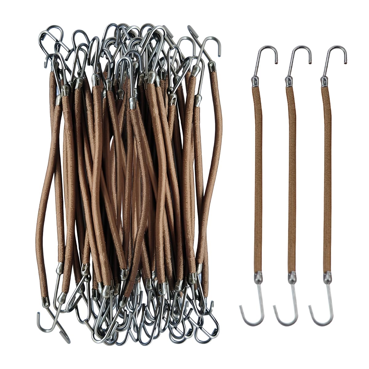 ZJIVQO 40 PCS Hair Tie Hooks - Ponytail Hooks, Bungee Cords, Elastic Headbands & Rubber Bands for Girls & Women - Brown