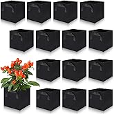 Nuogo 15 Pack 3 Gallon Square Grow Bags Thick Fabric Pots with Handles Black Plant Grow Bags for Indoor and Outdoor Garden