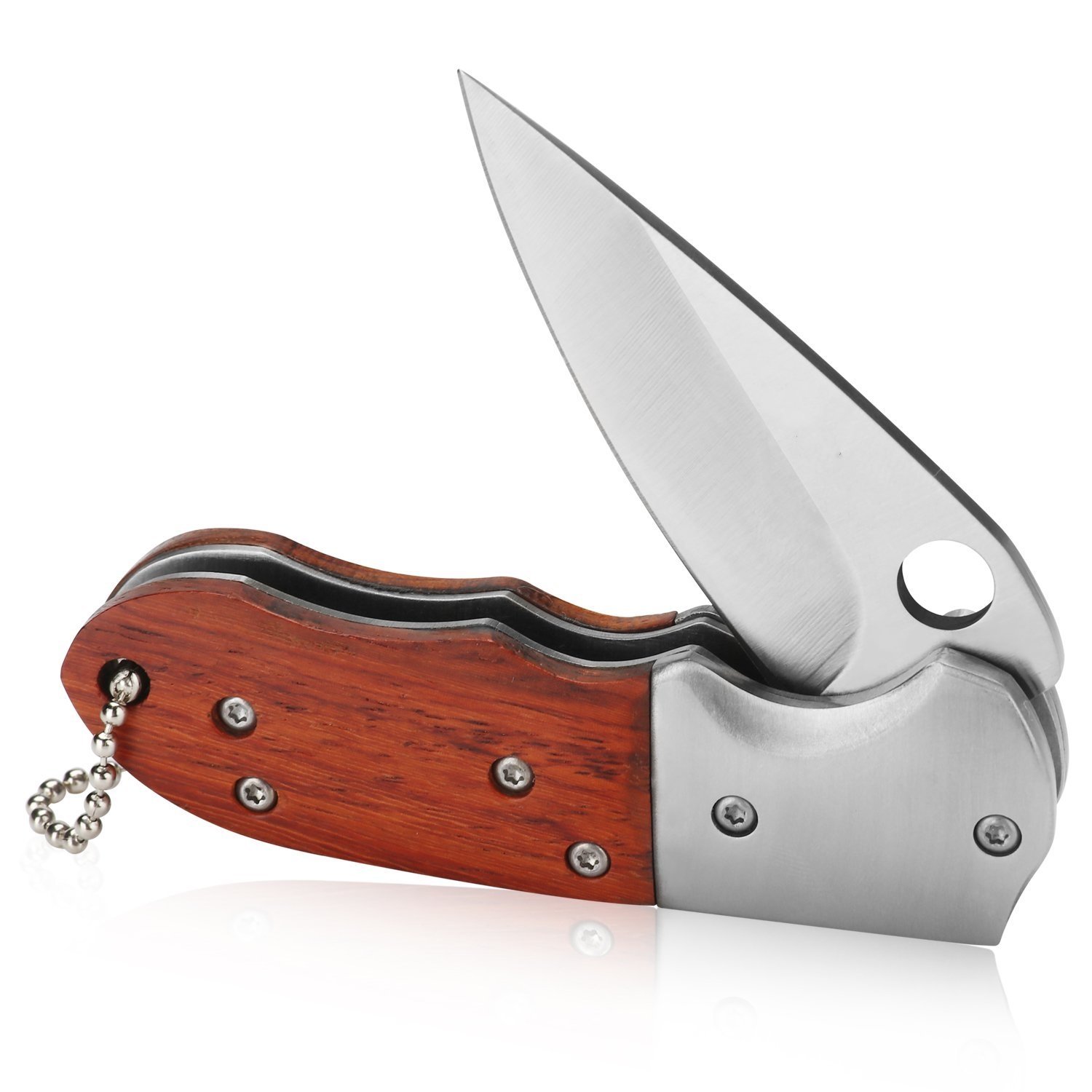 Ecante Pocket Knife Wood Handle Outdoor Hunting Camping Folding Knives