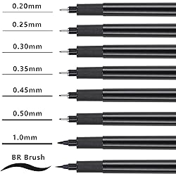 Muchcute Micro Fineliner Drawing Art Pens: 8 Black