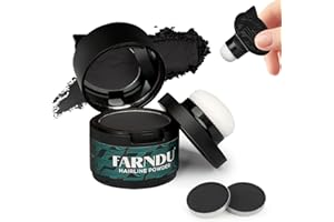 Farndu Root Touch Up Hair Color 12g, Instantly Hairline Powder, Hair Root Touch Up, Bald Spots Hair Color Concealer for Women & Men, 24-Hour Stain-Proof, 2 Refills, Waterproof, Sweatproof, Black