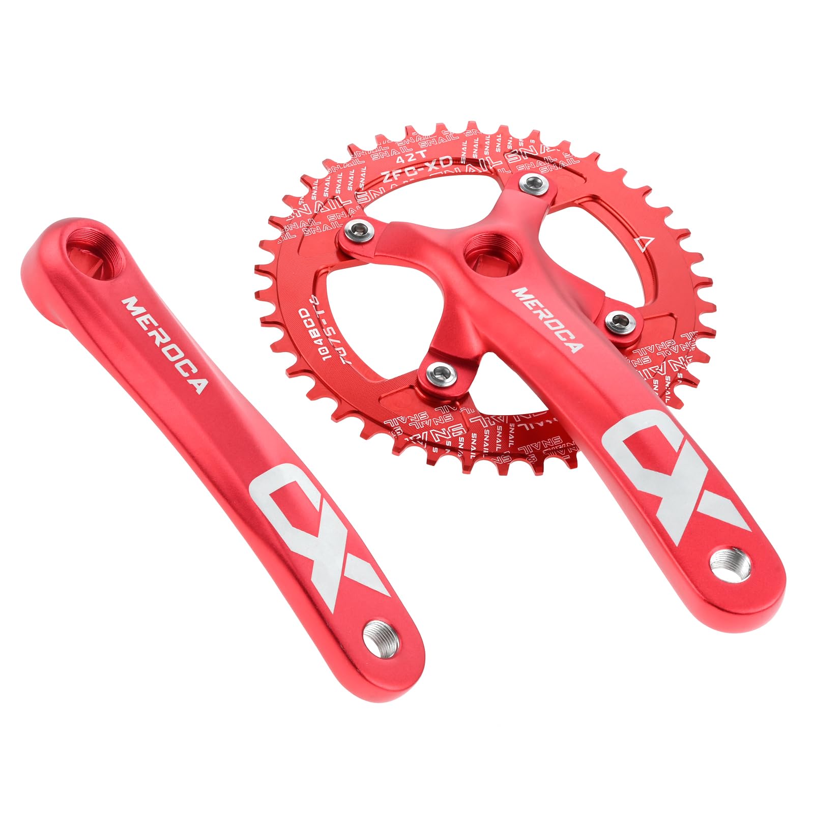 SURIEEN 42T Mountain Bike 170mm Square Crankset, Single Speed Crankset, 104 BCD Bike Crank Arm Set for Mountain Bike, Road bike, Folding bike, MTB