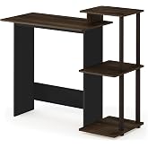 Furinno EFFICIENT Desk, 28.6" Wide Gaming Desk with 3 Open Side Shelves, Laptop Notebook Computer Desk, Office Desk for Home Office, Study Room, Dorm, Bedroom, Columbia Walnut