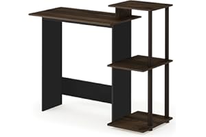 Furinno Efficient Home Laptop Notebook Computer Desk with Square Shelves, Columbia Walnut/Brown
