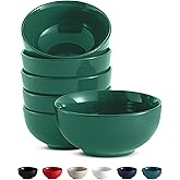 KooK Soup Bowls, Cereal Bowl, Ceramic, Bowls for Kitchen, Microwave, Dishwasher and Freezer Safe, Porcelain Dishes for Pasta, Salad, Oatmeal, Deep Interior, 20 oz, Set of 6, (Hunter Green)
