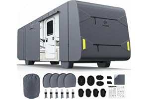Fonzier 7 Layers Heavy Duty Class A RV Cover for 31'-34' Motorhome Anti-UV, Rip-Stop, Weatherproof, with 2Pcs Extra Straps & 4 Tire Covers