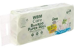 Elvissmart Natural Babmboo Toilet Paper Roll-3 Ply, 10 Count, Bamboo, 10 Count