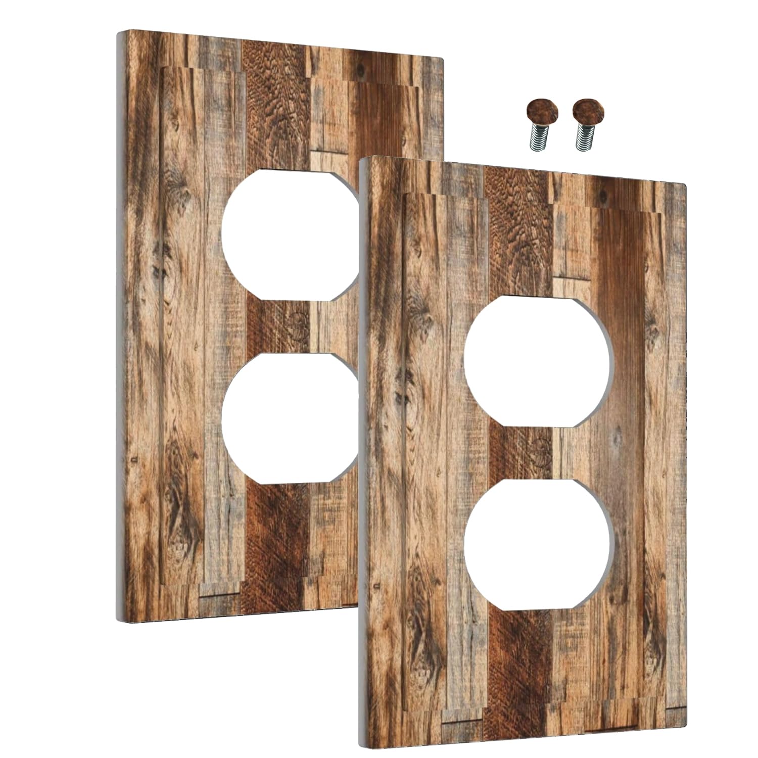 Photo 1 of **** MISSING SCREWS***** WMHUSU Decorative Outlet Covers Vintage Yellow Brown boards Tan Wood Plank 1 Gang Wall Plate Cover Receptacle Duplex Light Switch Cover Plate Single Dual Plug Covers Electrical Switchplate?2Pack?
