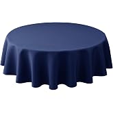 Textured Round Tablecloth-Fabric Water Resistant Table Cloths-Navy 60 Inch | For 24"-48" Small Tables-Modern Spillproof Washable Circle Folding Table Covers-Kitchen Dining Everyday Banquet Party Wedding