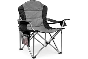 Yestomo Camping Chairs, High Back Folding Camping Chairs with Lumbar Support, Heavy Duty Camping Chairs with Cooler Pouch, Lawn Chairs with Armrest Rest Support to 400LBS