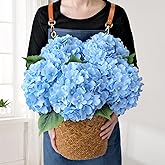 JINWOE Blue Flowers Hydrangea Artificial Flowers, 5Pcs 20Inch Large Lifelike Silk Artificial Hydrangeas, Full Fake Flowers for Bouquet Table Centerpieces Wedding Indoor Home