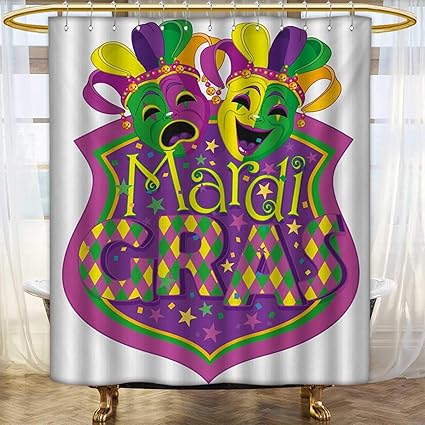Lacencn Mardi Gras Shower Curtains Waterproof Comedy And Tragedy
