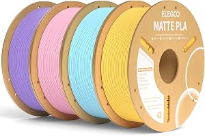 ELEGOO Filamento PLA MATE 1,75 mm 4KG Amarillo/Azul Hielo/Rosa/Morado, Filamento para Impresora 3D, Precisión Dimensional +/- 0,02 mm, Carrete Filamento 3D, para Mayoría Impresoras 3D