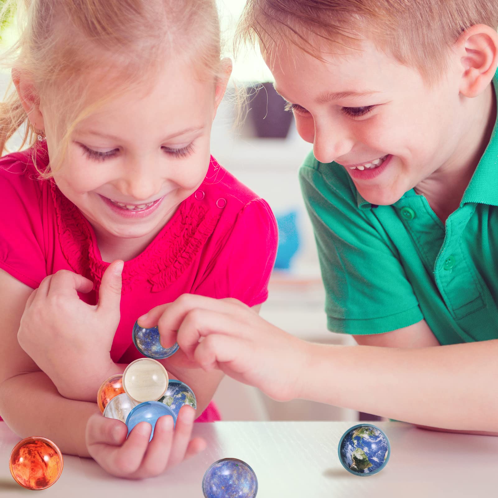 Pllieay 24PCS Bouncy Balls, Space Solar System Eight Planets Themed Bouncy Balls for Kids Party Favors, Gift Bag Filling, 32mm
