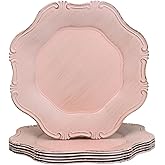 Leemxiiny Pink Charger Plates Set of 6, Decorative Table Plastic Chargers for Dinner Plates, Party, Wedding, Thanksgiving, Christmas, 22P