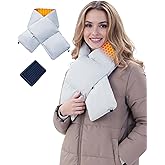 Women Heated Scarf Rechargeable Wearable Electric Neck Pillow Warmer Cordless USB Weighted Heating Pad Should Pain Relief Massager Infrared Hot Packs Battery Shawl Wrap Around OAD Shaw Portable Grey