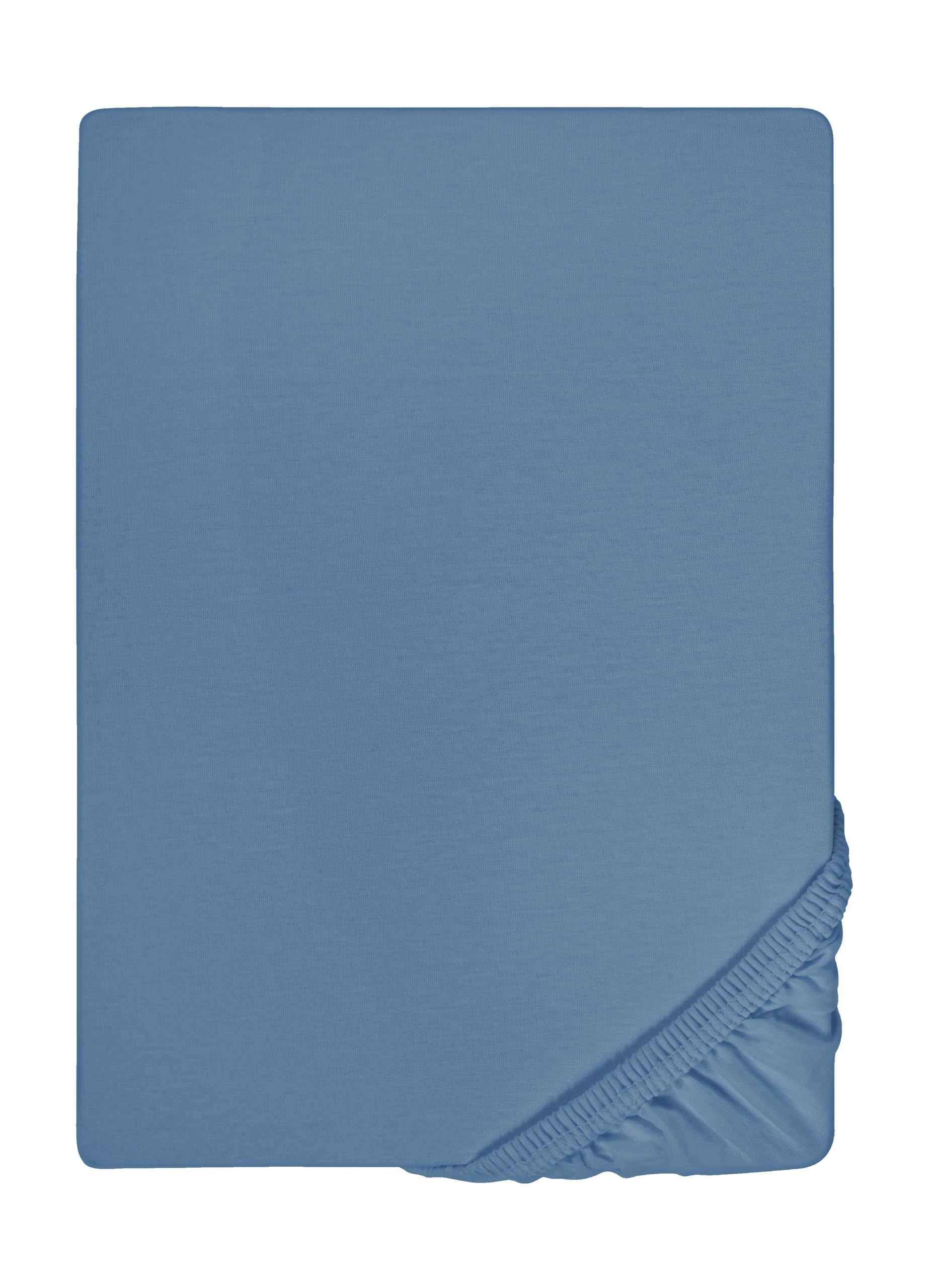 biberna 77144 Jersey stretch fitted sheet, according to Oko-Tex Standard 100, approx. 90 x 190 cm bis 100 x 200 cm ,Blue (Azure Blue)