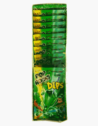 Pop Rocks Dips Sour Apple (18 Count packs of popping candy and lollipops )