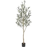 Realead 6ft Artificial Olive Tree, Tall Faux Olive Tree Plants, Fake Potted Olive Silk Tree with Branches and Fruits, Artificial Trees for Modern Home Office Living Room Floor Decor Indoor (72in)
