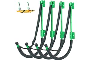 BALAVA Kayak Storage Rack 4 Pack,Kayak Wall Mount,Kayak Rack for Garage with Elastic Adjustable Strap,Heavy Duty Kayak Hanger Kayak Hook for Hanging Bicycle Surfboard Snowboard Kayaks Canoe(6 Colors)