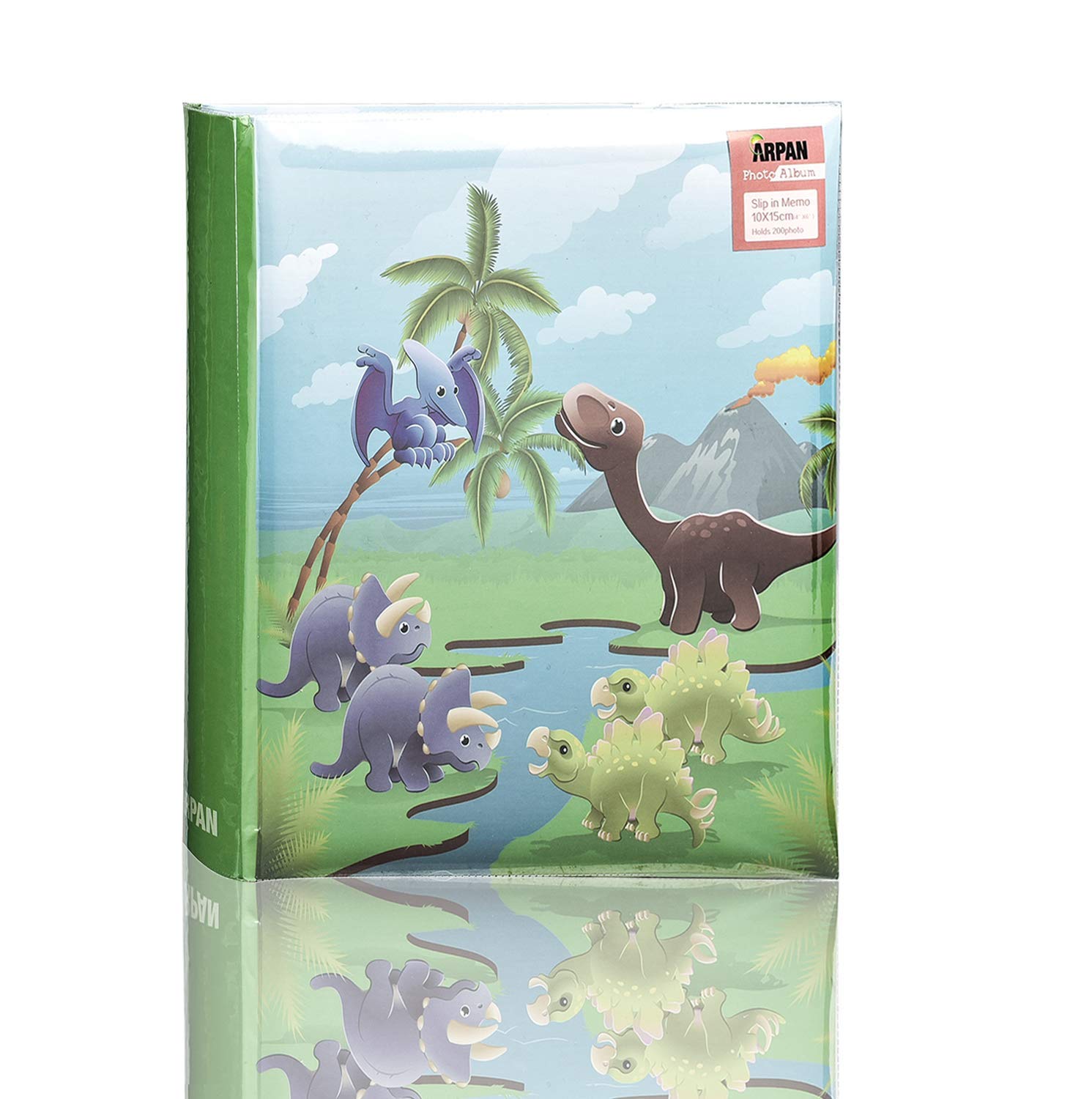 Arpan 4 x 6'' Kids Cute Dinosaurs in Prehistoric Scene Slip In Memo Childrens Photo Album For 200 Photos
