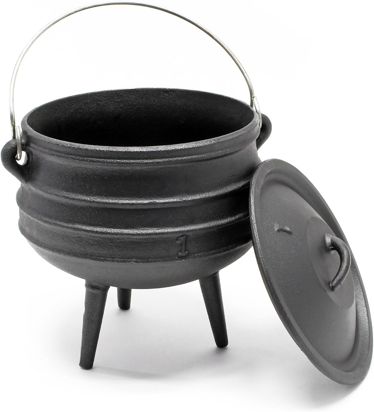 WilTec Dutch Oven Cast Iron Kettle 3L Cooking Equipment for Camping