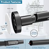 WELDUN Extendable Shower Curtain Rod 48-118cm No Drill Telescopic Pole Black view 2