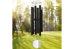 ASTARIN Outdoor Deep Tone,45Inch Sympathy Wind Chimes for Outside with 6 Tubes Tuned Relaxing Melody,Memorial Wind Chimes Large for Mom,Garden Decor,Black